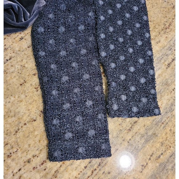 Vtg 80's 90's Carole Little Size 8 Petite Gray Velour Dress Embellished Sleeve - Picture 10 of 12